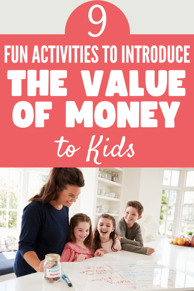 Children Receiving Pocket Money after Completing List of Chores with text" 9 Fun Activities to Introduce the Value of Money to Kids"