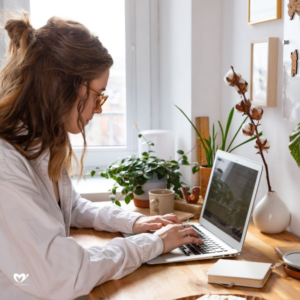Woman Working on Laptop indoor