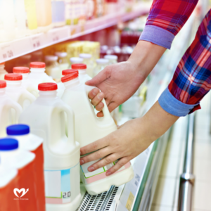 Shopping milk in store